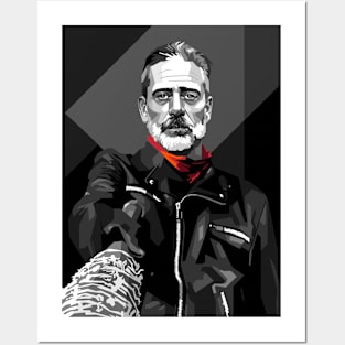 Negan with Lucille in WPAP Black & White Posters and Art